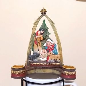 ROMAN INC. CANDLE HOLDER NATIVITY SCENE NWT